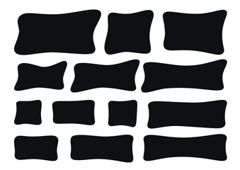 A set of hand drawn doodle blank text frames. Black textbox. Empty speech bubbles on white background.  Flat Vector Illustration EPS10