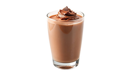 Glass of chocolate milkshake with whipped cream isolated on transparent background