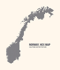 Norway Map Vector Hexagonal Halftone Pattern Isolate On Light Background. Hex Texture in the Form of a Map of Norway. Modern Technological Contour Map of Norway for Design or Business Projects - 778925869