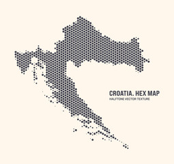 Croatia Map Vector Hexagonal Halftone Pattern Isolate On Light Background. Hex Texture in the Form of a Map of Croatia. Modern Technological Contour Map of Croatia for Design or Business Projects