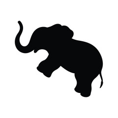 silhouette of elephant on white