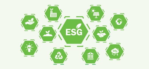 ESG icon concept for environment, society and governance in sustainable business and green business. on a white background