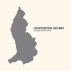 Liechtenstein Map Vector Hexagonal Halftone Pattern Isolate On Light Background. Modern Technological Contour Map of Liechtenstein for Design or Business Projects - 778927227