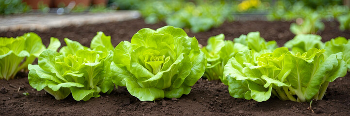 Fresh lettuce harvest in the garden - healthy vegetable eco-friendly greens growing in your garden. 