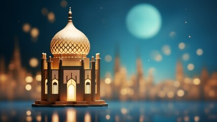 Mini mosque ramadan theme background