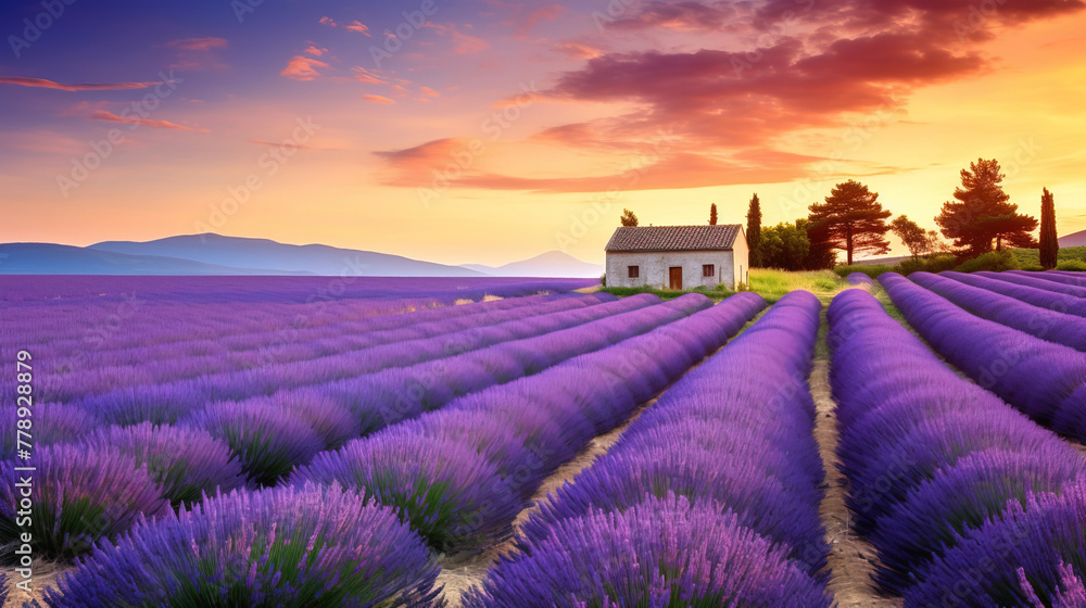 Poster lavender field region.