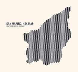San Marino Map Vector Hexagonal Halftone Pattern Isolate On Light Background. Hex Texture in the Form of a Map of San Marino. Modern Tech Contour Map of San Marino for Design or Business Projects - 778929441