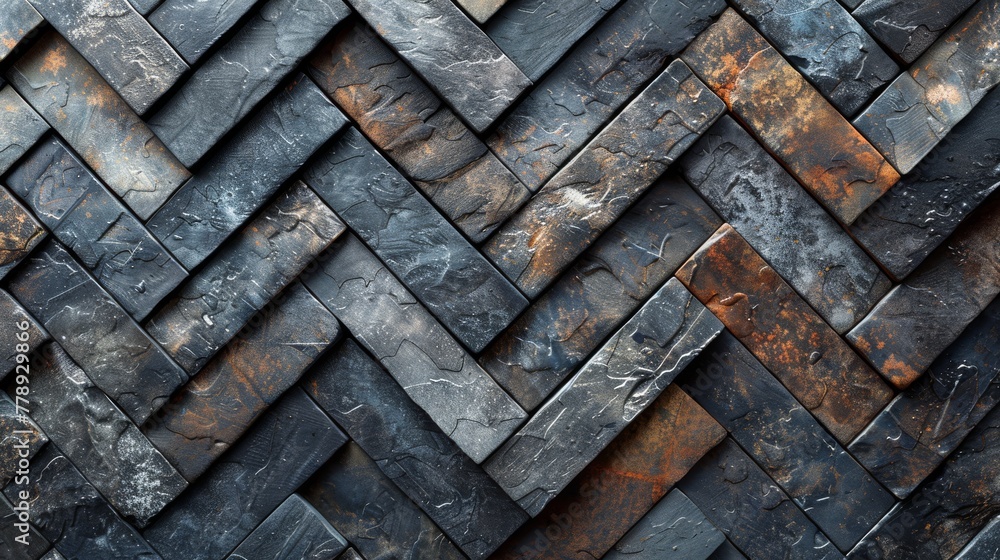 Poster metal surface with overlapping squares and rectangles