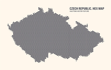Czech Republic Map Vector Hexagonal Halftone Pattern Isolate On Light Background. Hex Texture in the Form of a Map of Czech. Modern Technological Contour Map of Czech for Design or Business Projects - 778929889