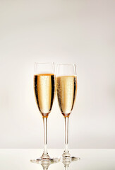 Glasses of sparkling wine  ,Champagne  white background