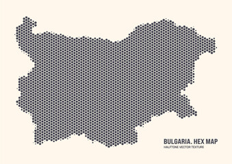 Bulgaria Map Vector Hexagonal Halftone Pattern Isolate On Light Background. Hex Texture in the Form of a Map of Bulgaria. Modern Technological Contour Map of Bulgaria for Design or Business Projects - 778930638