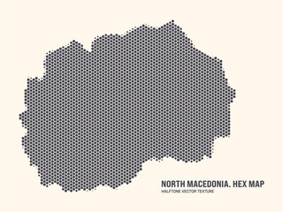 North Macedonia Map Vector Hexagonal Halftone Pattern Isolate On Light Background. Hex Texture in the Form of a Map of Macedonia. Modern Tech Contour Map of Macedonia for Design or Business Projects - 778931268