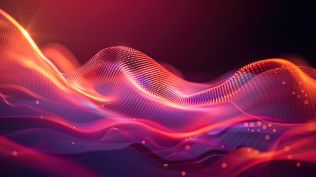 Abstract Advertising Campaign With Wavy Background And Luminous Points