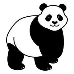 illustration of a panda with vector art silhouette 