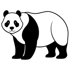 illustration of a panda with vector art silhouette 