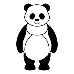 illustration of a panda with vector art silhouette 