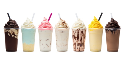 icecream milkshake on white isolated on clear png background and transparent background. food drink and dessert concept for cafe and restaurent, AI generative.