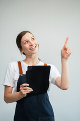Fototapeta na wymiar Freelance job home business, women online seller, isolated on white background.