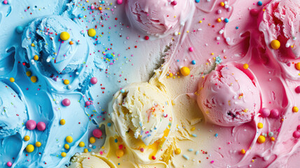 Ice cream inspired by popular childrens books and characters, closeup, National Ice Cream concept - obrazy, fototapety, plakaty
