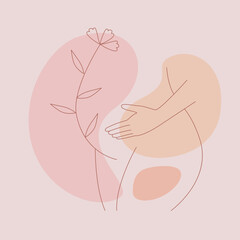 Pregnant women icon, sign, symbol. Motherhood, Maternity, Pregnancy, Childbirth. Doula assist helping. Linear silhouette of a pregnant woman - 778933832