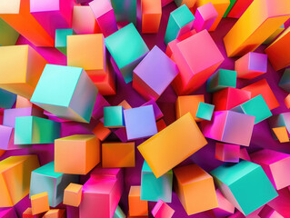 Rectangle futuristic background, 3D render clay style, Abstract geometric shape theme, colorful