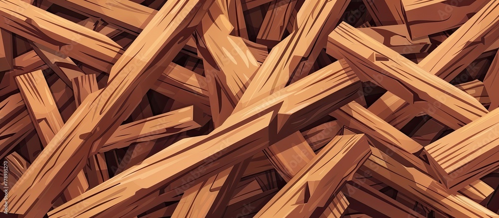 Aufkleber a collection of hardwood planks arranged in a triangle pattern, creating an artistic event of wood s