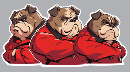 Naklejka premium Red army of bulldog illustration sticker 2d flat ca
