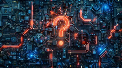 Obraz premium Abstract question mark. Technology, science concept.