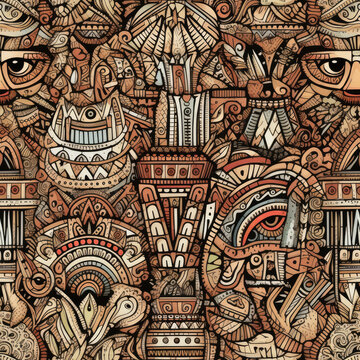 indian tribal illustration,hand draw,intricate detailed,seamless pattern