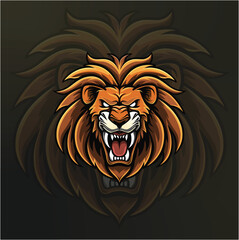 lion head mascot esports logo