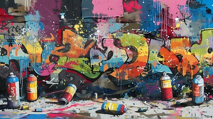 Vibrant Graffiti Alley Explosion./n