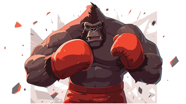Roar gorilla with boxing head guard vector illustra