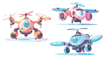 Robot characters. Cartoon vector illustration. Dron