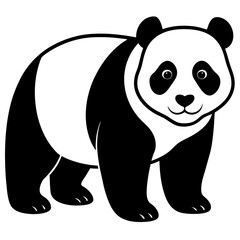 panda bear, black panda silhouette vector illustration,icon,svg,panda characters,Holiday t shirt,Hand drawn trendy Vector illustration,bear on black background