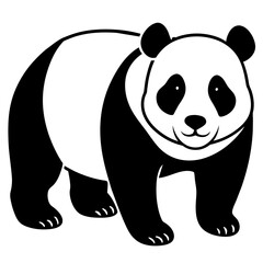 panda bear, black panda silhouette vector illustration,icon,svg,panda characters,Holiday t shirt,Hand drawn trendy Vector illustration,bear on black background © SK kobita