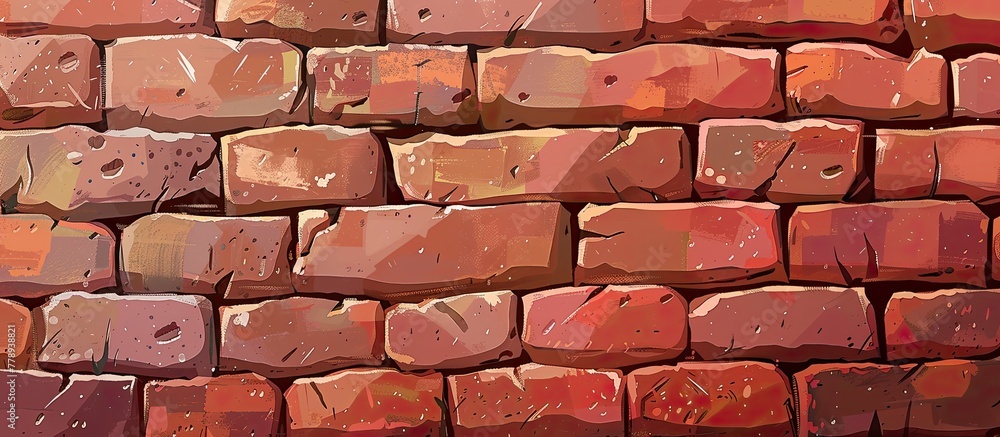 Poster a close up of a brown brick wall with red bricks, showcasing the intricate brickwork pattern of rect