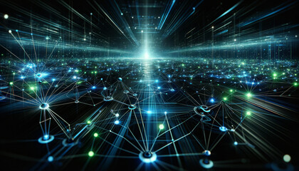 Fototapeta na wymiar High-Speed Digital Data Network - Futuristic Technology Concept