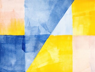 Indigo and yellow pastel colored simple geometric pattern, colorful expressionism with copy space background, child's drawing, sketch 