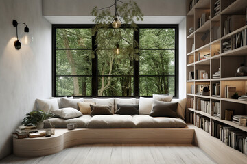 Cozy reading nook built-in seating 