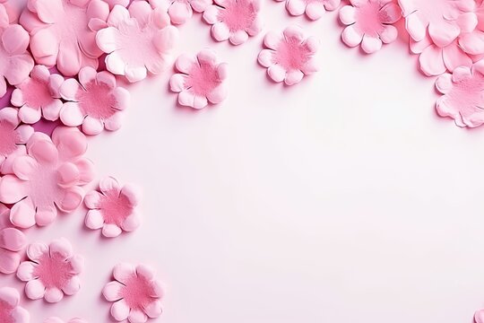 Rose paw prints on a background, minimalist backdrop pattern with copy space for design or photo, animal pet cute surface 