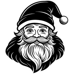 illustration of a santa, black santa face silhouette vector illustration,icon,svg,cap characters,Holiday t shirt,Hand drawn trendy Vector illustration,christmas cap on black background