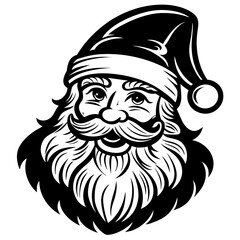 illustration of a santa, black santa face silhouette vector illustration,icon,svg,cap characters,Holiday t shirt,Hand drawn trendy Vector illustration,christmas cap on black background