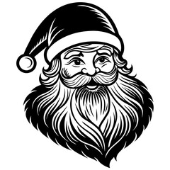 illustration of a santa, black santa face silhouette vector illustration,icon,svg,cap characters,Holiday t shirt,Hand drawn trendy Vector illustration,christmas cap on black background