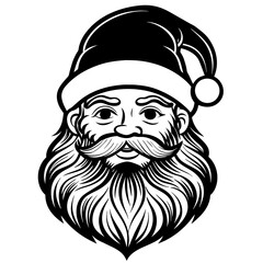 illustration of a santa, black santa face silhouette vector illustration,icon,svg,cap characters,Holiday t shirt,Hand drawn trendy Vector illustration,christmas cap on black background
