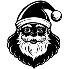 illustration of a santa, black santa face silhouette vector illustration,icon,svg,cap characters,Holiday t shirt,Hand drawn trendy Vector illustration,christmas cap on black background