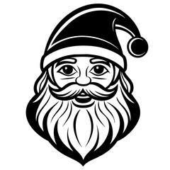 illustration of a santa, black santa face silhouette vector illustration,icon,svg,cap characters,Holiday t shirt,Hand drawn trendy Vector illustration,christmas cap on black background