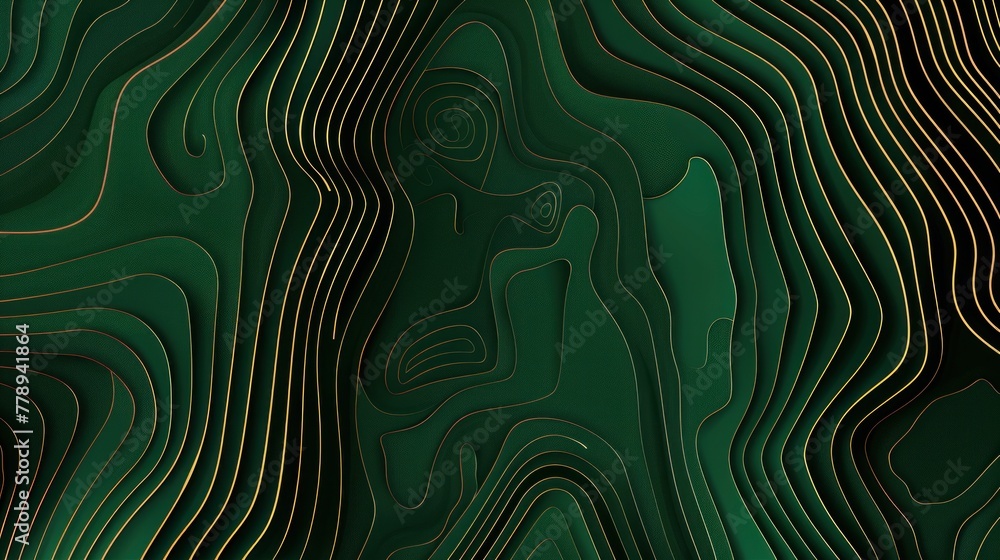 Poster a green background with abstract wavy lines creating a dynamic pattern