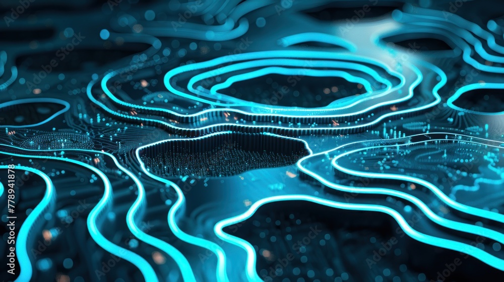 Poster detailed view of a computer circuit board showing various components and pathways