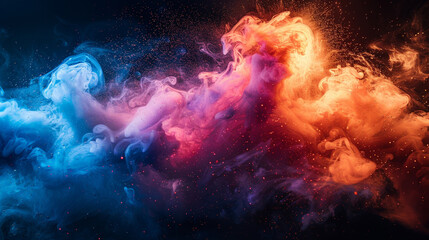 Vibrant Rush: Dynamic Explosion of Orange and Red Paint. Generated by AI