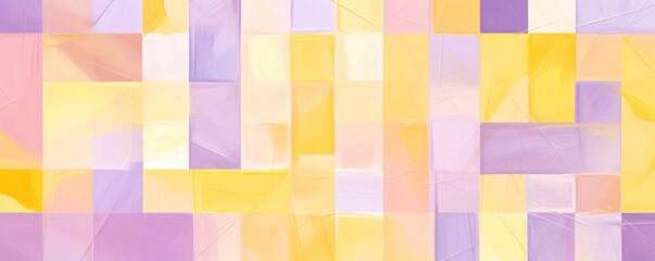 Lavender and yellow pastel colored simple geometric pattern, colorful expressionism with copy space background, child's drawing, sketch